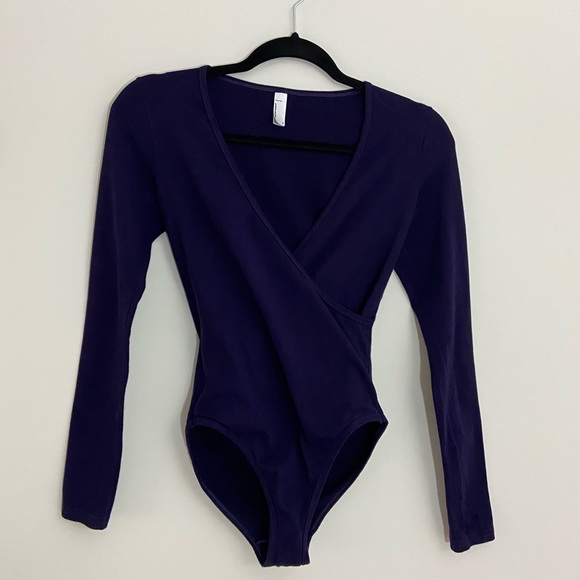 American Apparel Tops - American Apparel Cotton Spandex Cross V Bodysuit